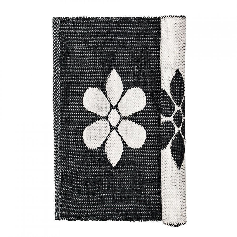 Broste Copenhagen Flower Matto 70x140 Cm Musta/Norsunluu