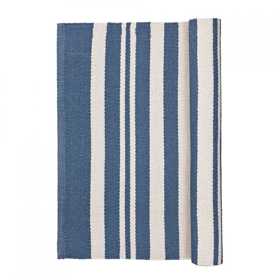 Broste Copenhagen Stripe Matto 60x90 Cm Flintstone Blue/Norsunluu