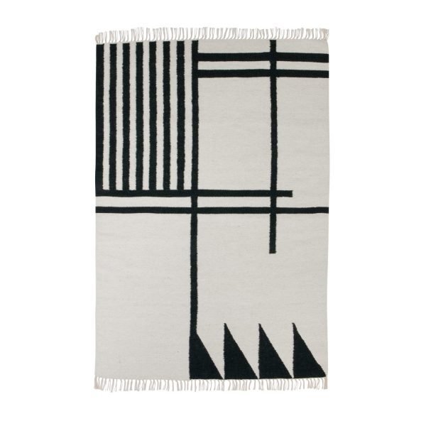 Ferm Living Kelim Matto Black Lines L