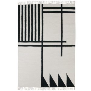 Ferm Living Kelim Villamatto Black Lines Iso