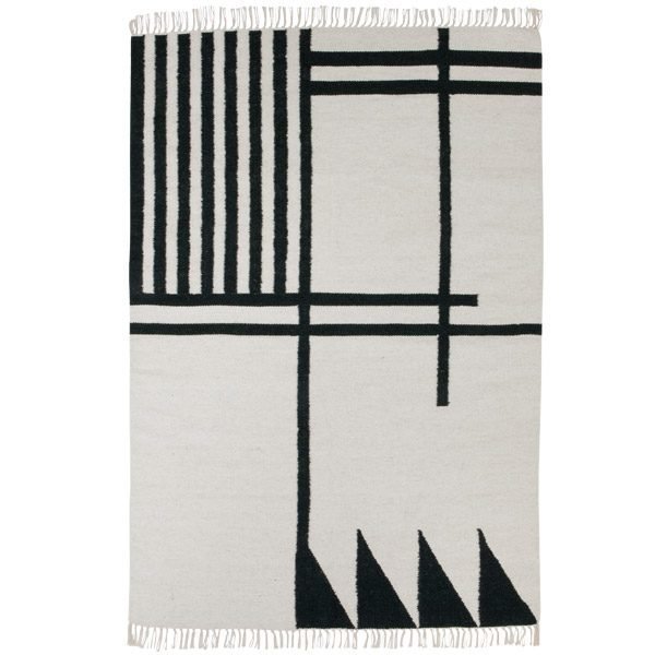 Ferm Living Kelim Villamatto Black Lines Iso