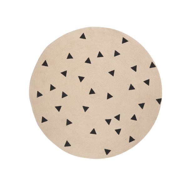 Ferm Living Kids Jute Matto Black Triangles S