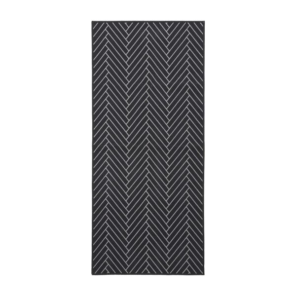 House Doctor Herringbone Ovimatto Musta / Vaaleanharmaa 90x200 Cm