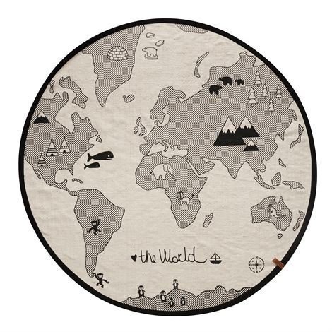 Oyoy The World Lasten Matto Ø 135 cm Beige-Harmaa