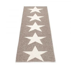 Pappelina Viggo Star Matto Metallic Mud / Vanilla 70x150 Cm
