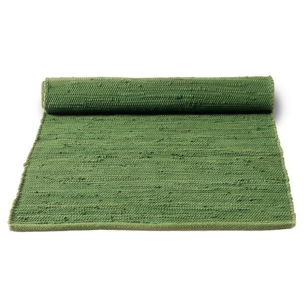 Rug Solid Cotton Matto Olive Green 75x300 Cm