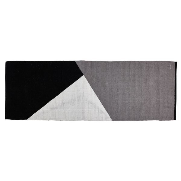 Rug Solid Horizon Villamatto Musta / Harmaa / Valkoinen 80x240 Cm