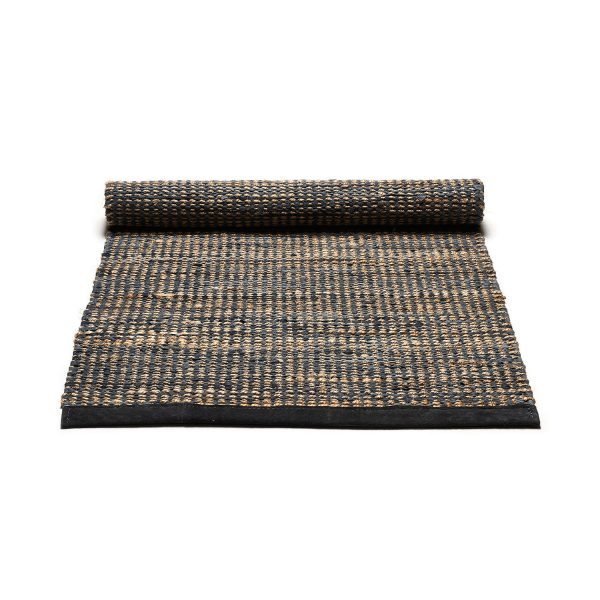 Rug Solid Jute / Leather Matto Tummanharmaa 140x200 Cm