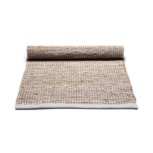 Rug Solid Jute / Leather Matto Vaaleanharmaa 65x135 Cm