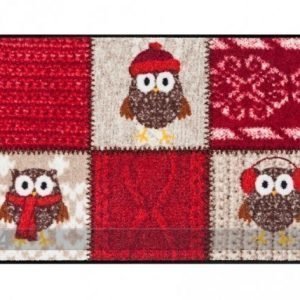 Salonloewe Matto Winter Owls Red 50x75 Cm